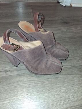KORS Michael Kors Brown Suede Slingback Block Heel Mules